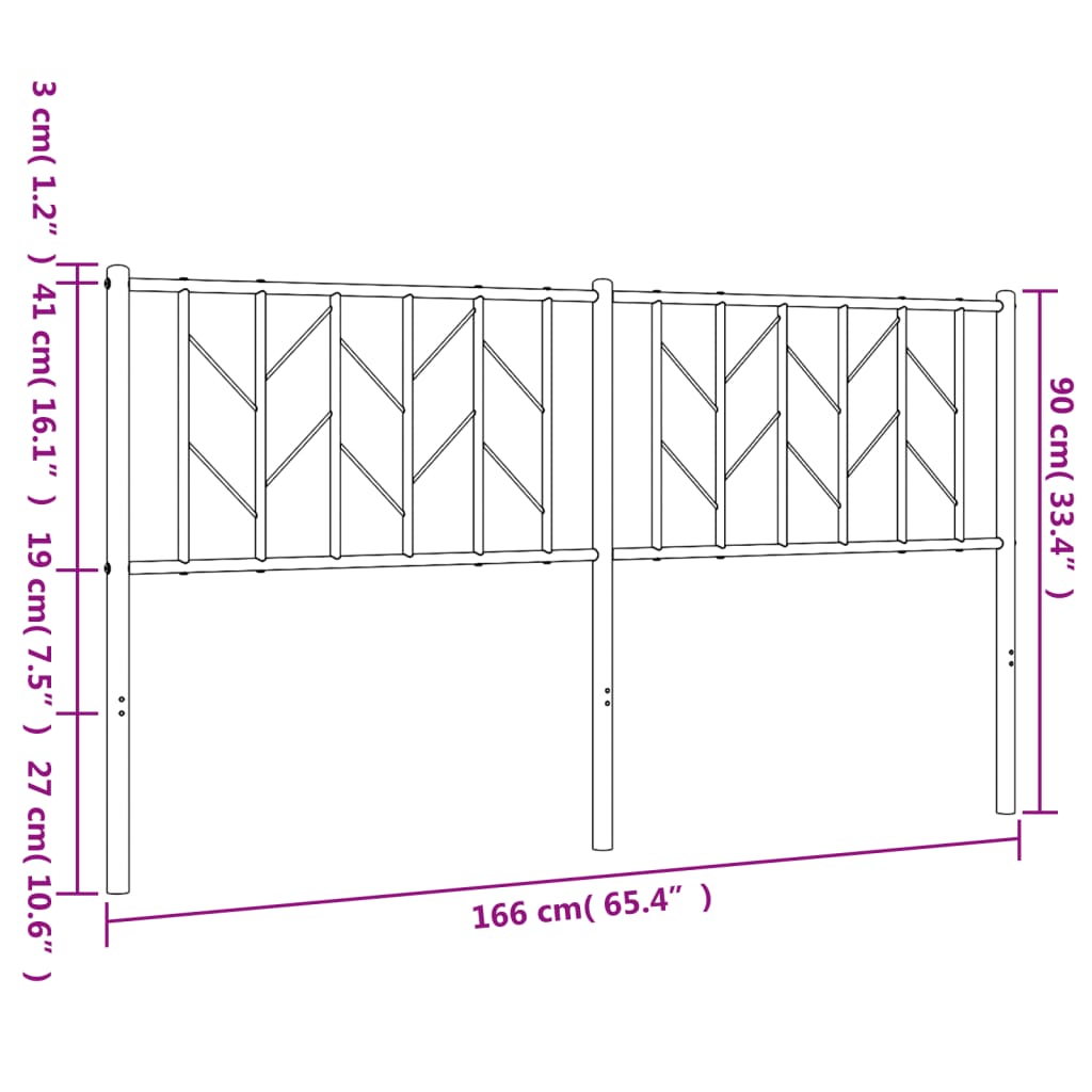 Metalno zamjensko uzglavlje crno 160 cm