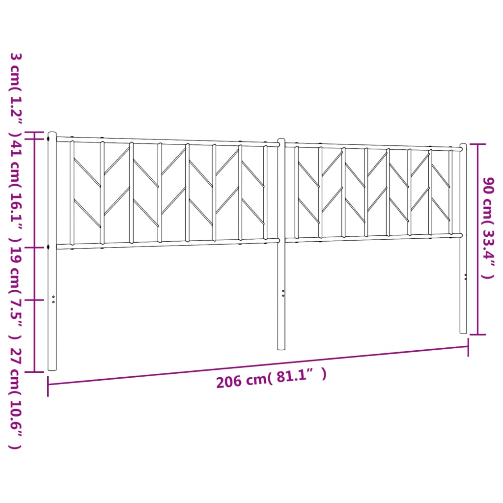 Metalno zamjensko uzglavlje crno 200 cm