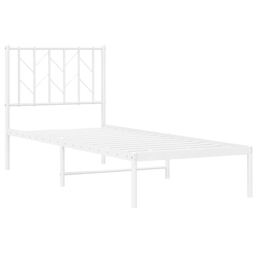 Metalni okvir krevet bez madraca s uzglavljem bijeli 75x190 cm
