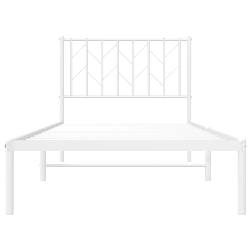 Metalni okvir za krevet s uzglavljem bijeli 90 x 190 cm