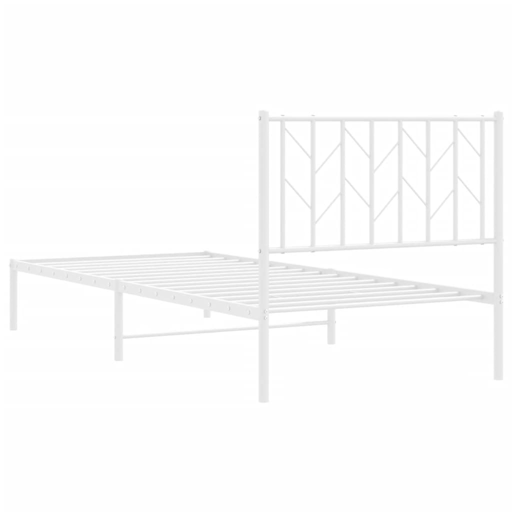 Metalni okvir za krevet s uzglavljem bijeli 90 x 190 cm