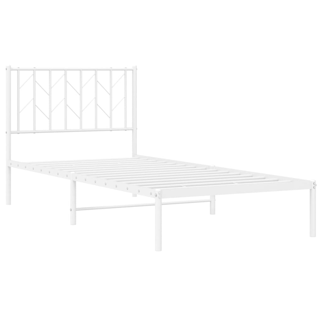 Metalni okvir za krevet s uzglavljem bijeli 90x200 cm
