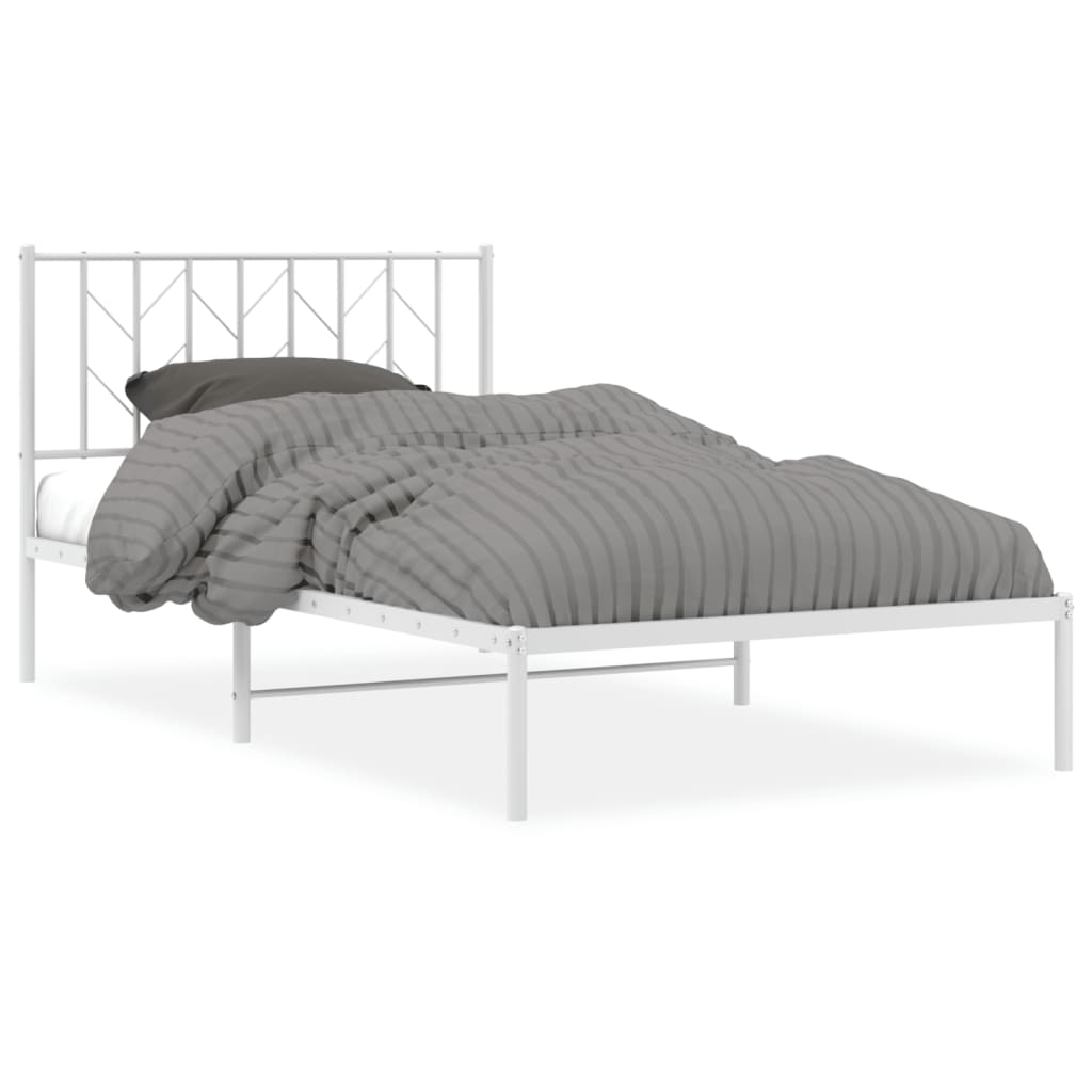 Metalni okvir za krevet s uzglavljem bijeli 107x203 cm