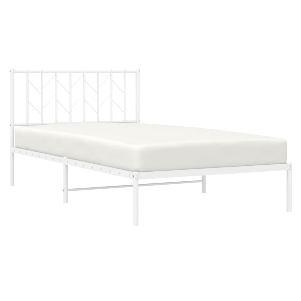 Metalni okvir za krevet s uzglavljem bijeli 107x203 cm