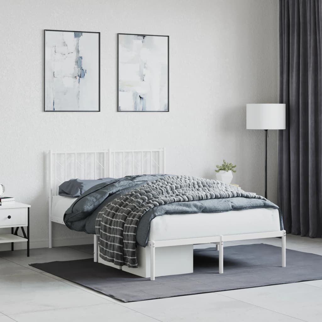 Metalni okvir za krevet s uzglavljem bijeli 120x200 cm