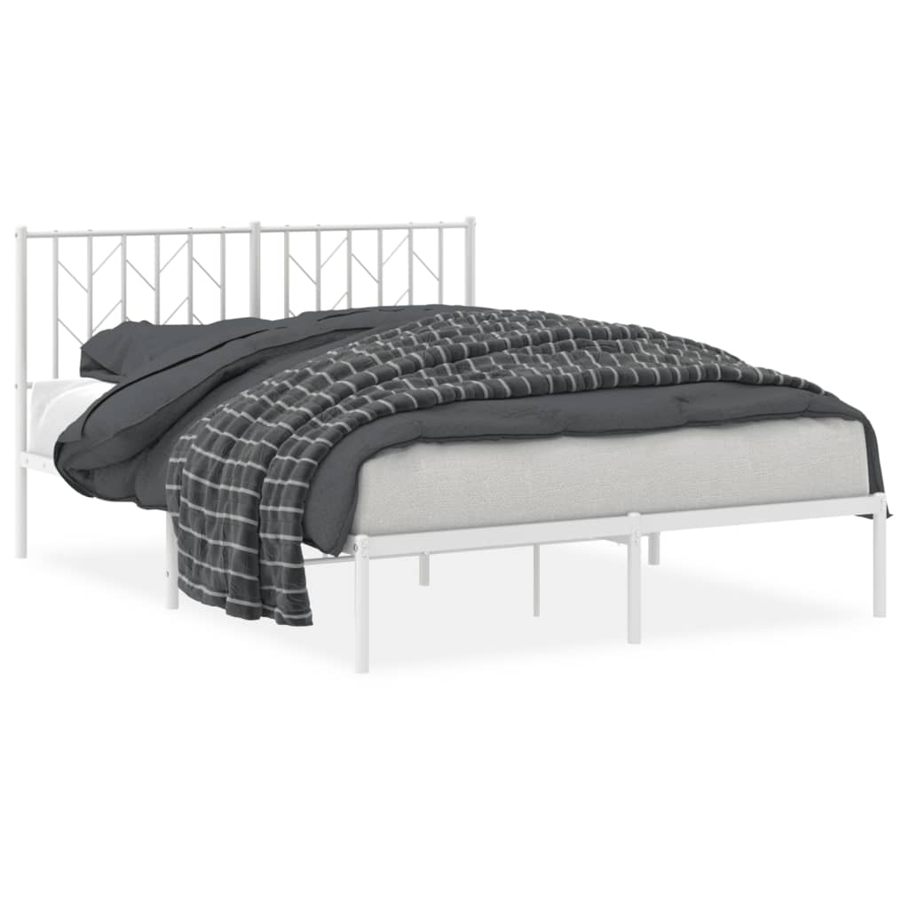 Metalni okvir za krevet s uzglavljem bijeli 140 x 190 cm