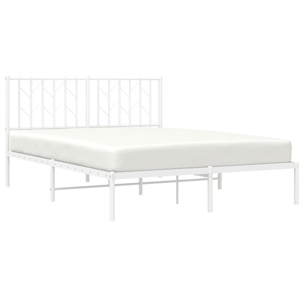 Metalni okvir za krevet s uzglavljem bijeli 140 x 190 cm