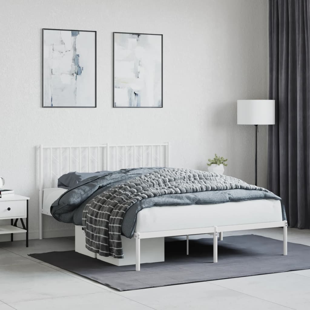 Metalni okvir za krevet s uzglavljem bijeli 140 x 200 cm