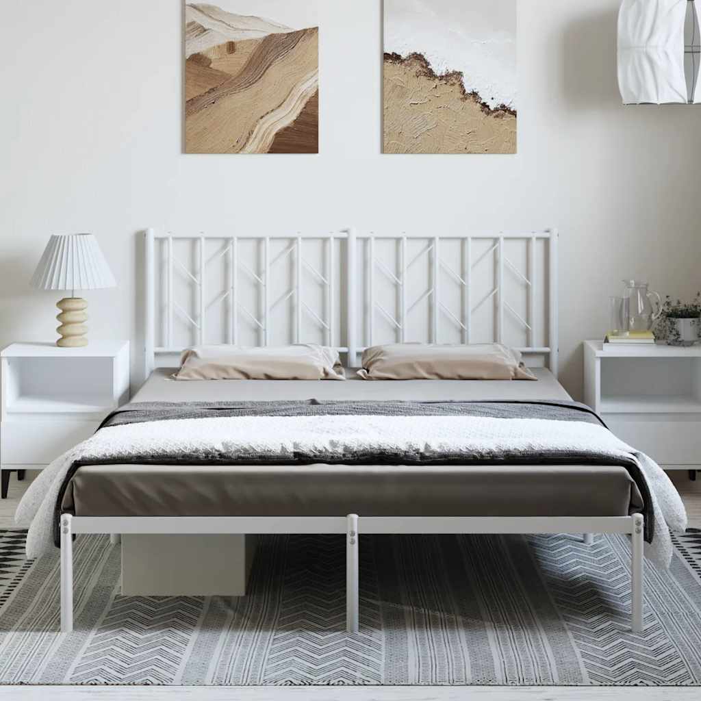 Metalni okvir za krevet s uzglavljem bijeli 150x200 cm