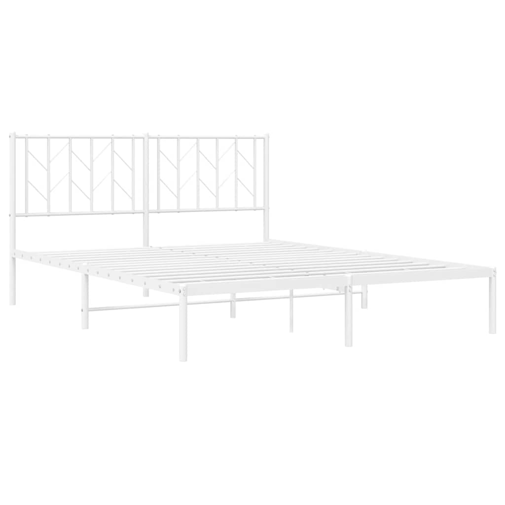 Metalni okvir za krevet s uzglavljem bijeli 150x200 cm