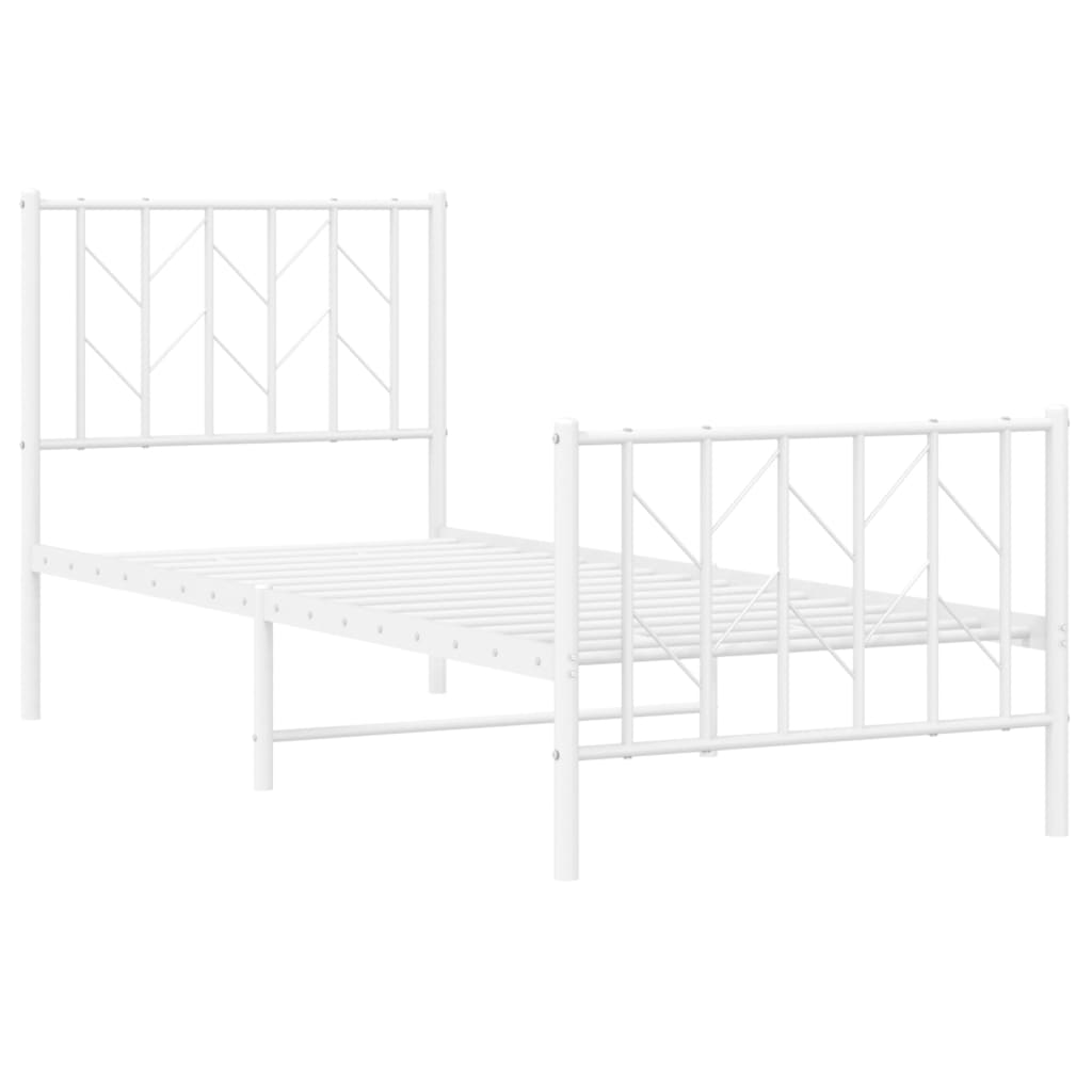 Metalni okvir kreveta s uzglavljem i podnožjem bijeli 75x190 cm