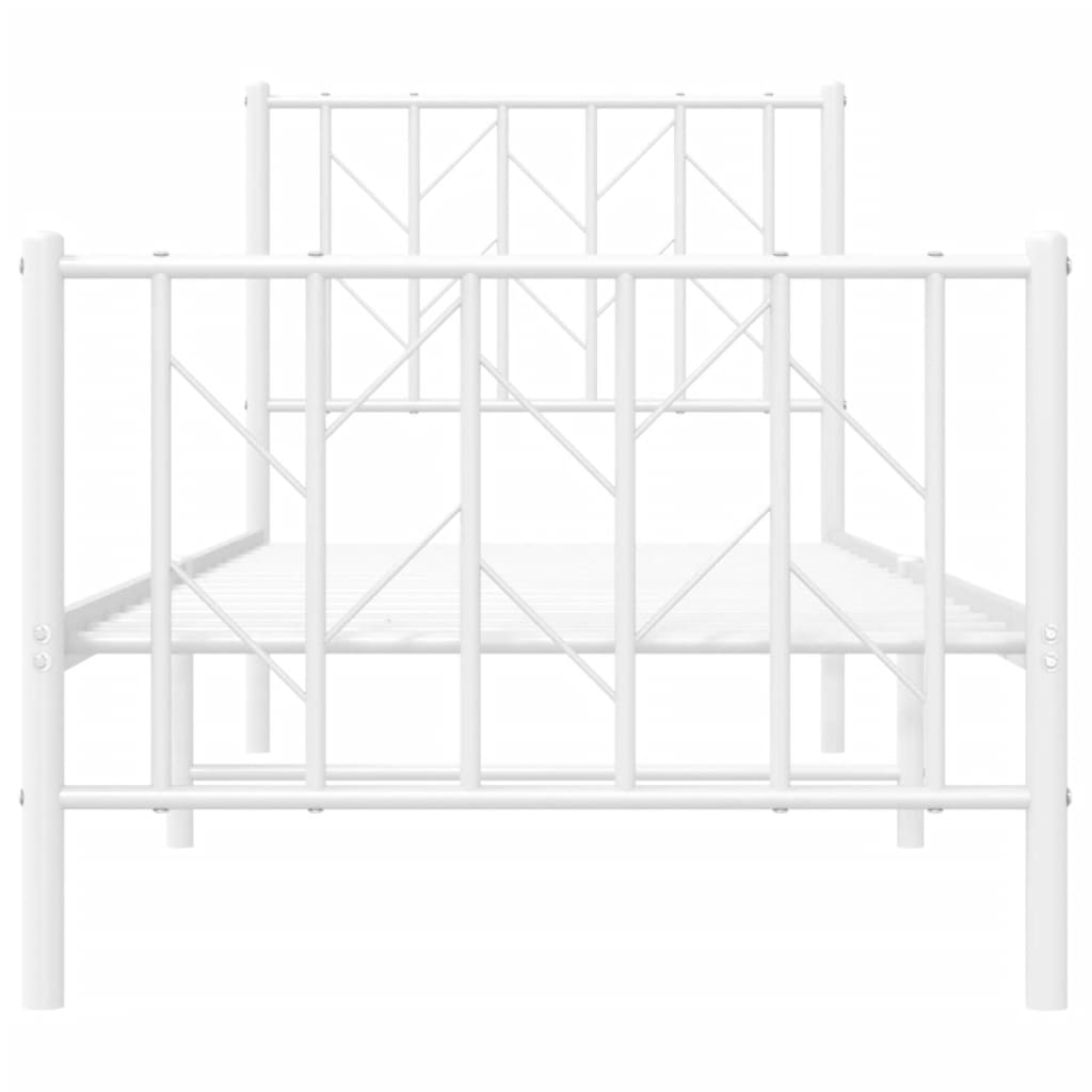 Metalni okvir kreveta s uzglavljem i podnožjem bijeli 75x190 cm
