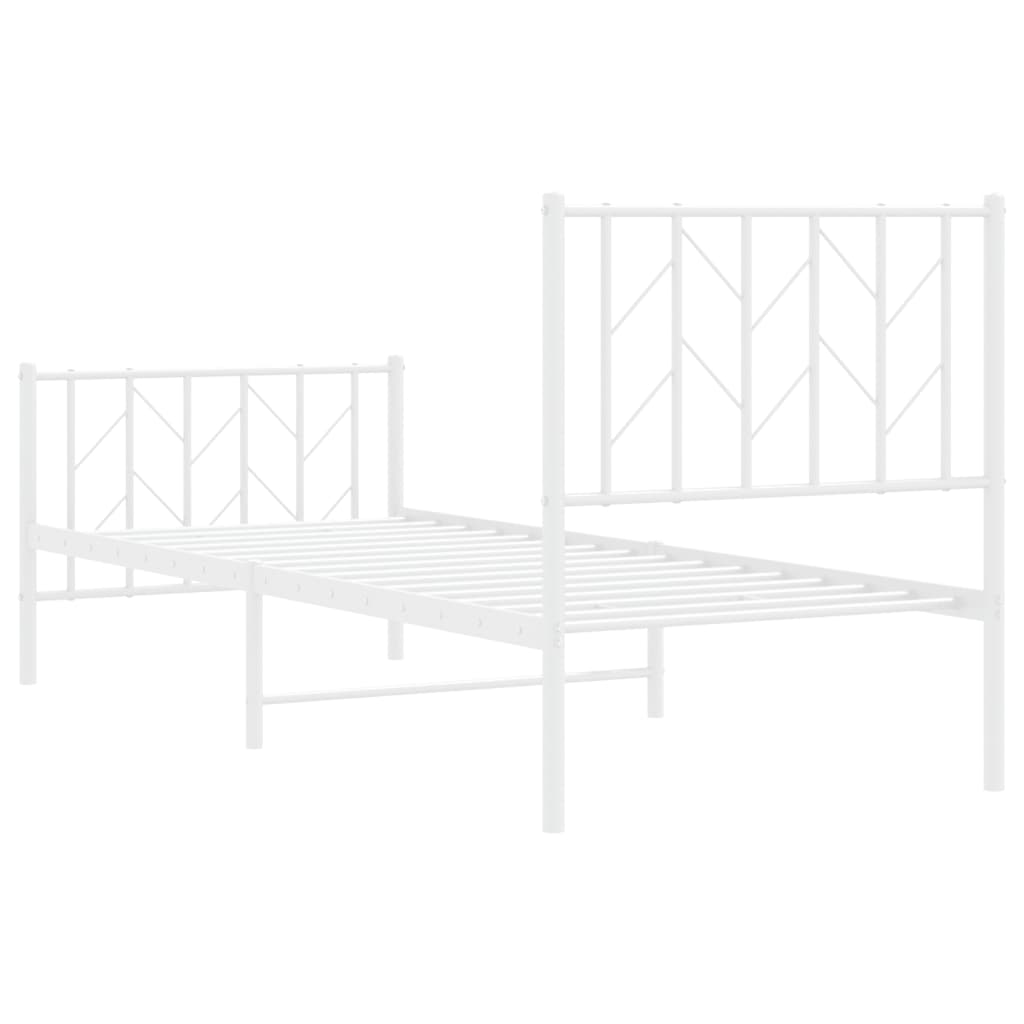 Metalni okvir kreveta s uzglavljem i podnožjem bijeli 75x190 cm