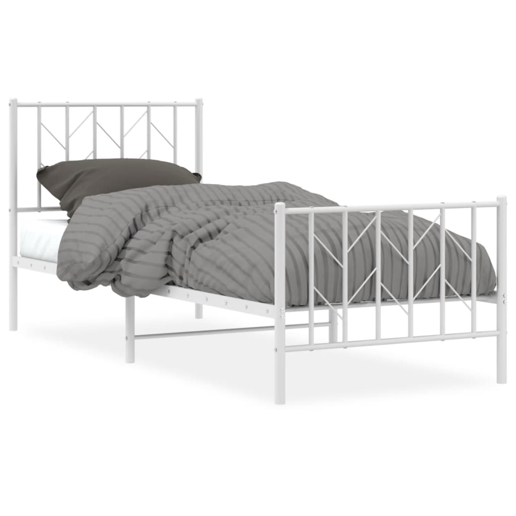 Metalni okvir kreveta s uzglavljem i podnožjem bijeli 80x200 cm