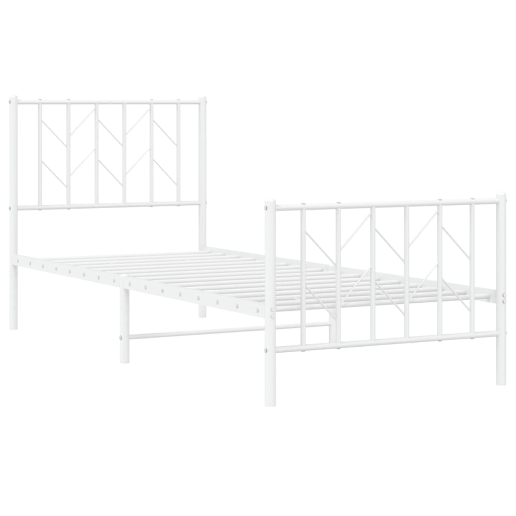 Metalni okvir kreveta s uzglavljem i podnožjem bijeli 80x200 cm