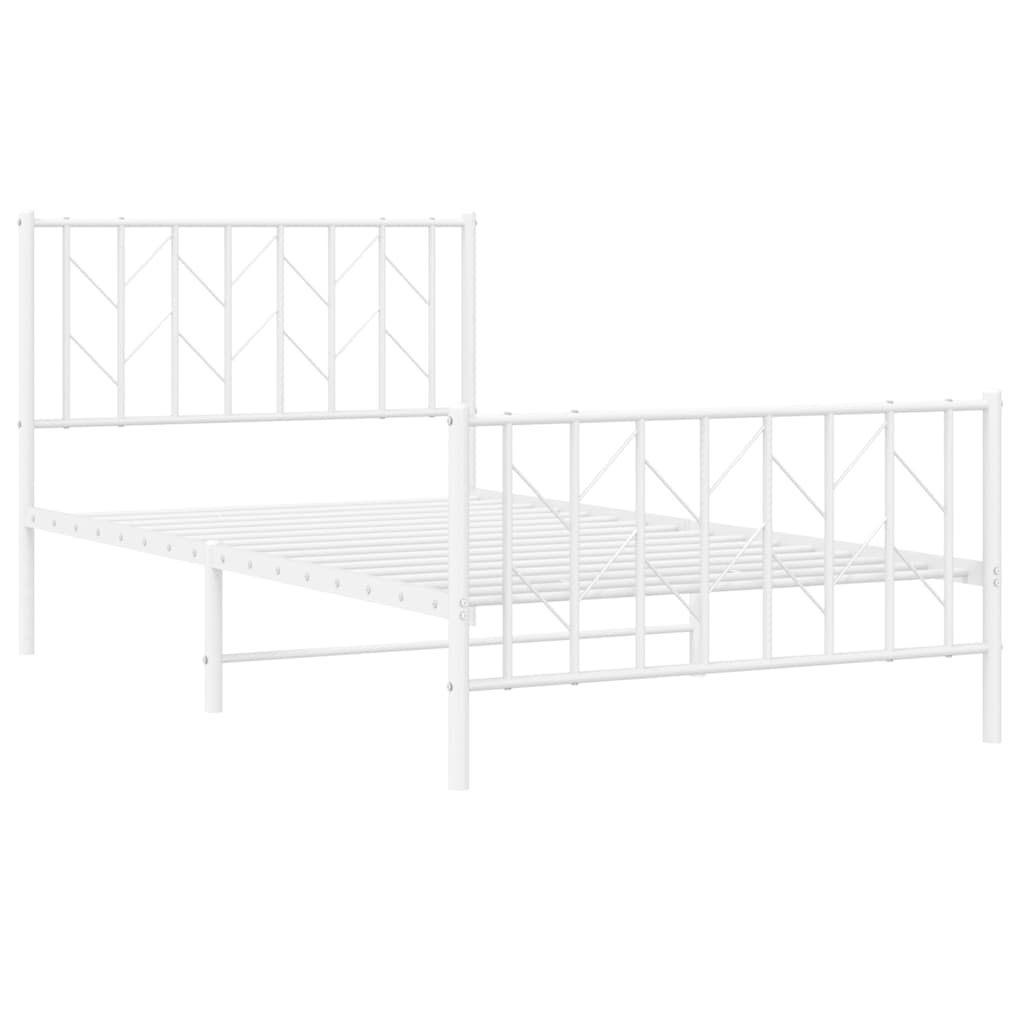 Metalni okvir kreveta s uzglavljem i podnožjem bijeli 100x200cm