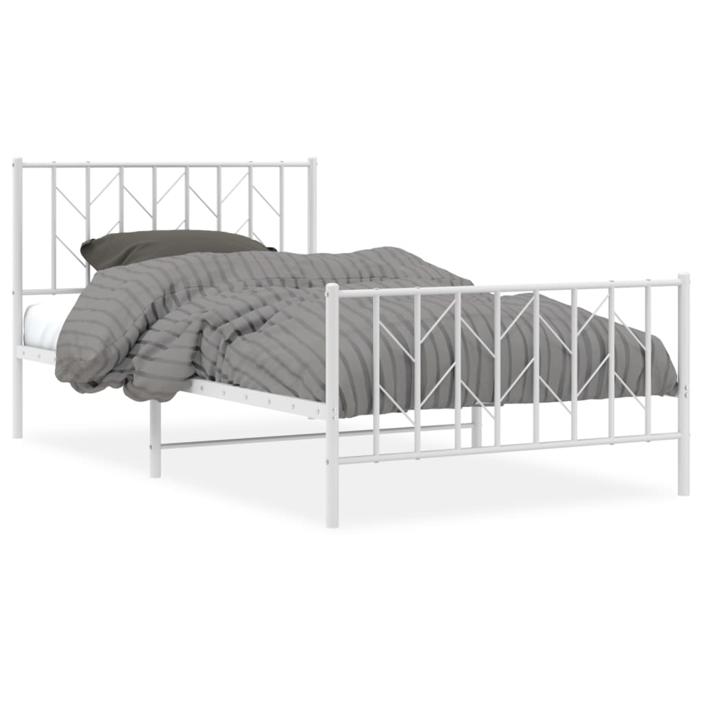 Metalni okvir kreveta uzglavlje i podnožje bijeli 107x203 cm