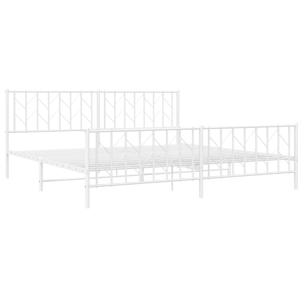 Metalni okvir kreveta uzglavlje i podnožje bijeli 200 x 200 cm