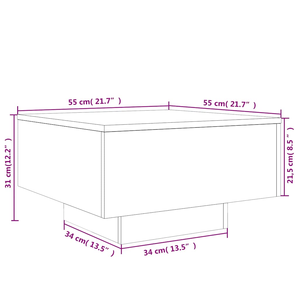 Stolić za kavu boja hrasta 55x55x31 cm od konstruiranog drva