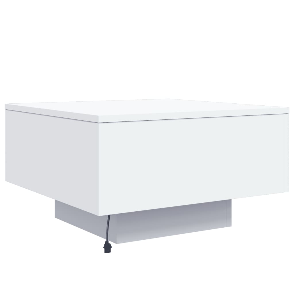 Stolić za kavu s LED svjetlima bijeli 55 x 55 x 31 cm