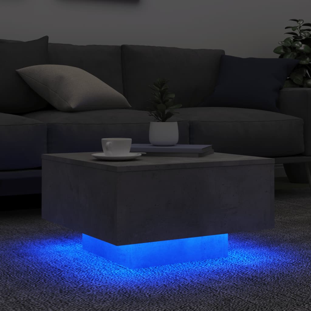 Stolić za kavu s LED svjetlima sivi boja betona 55 x 55 x 31 cm