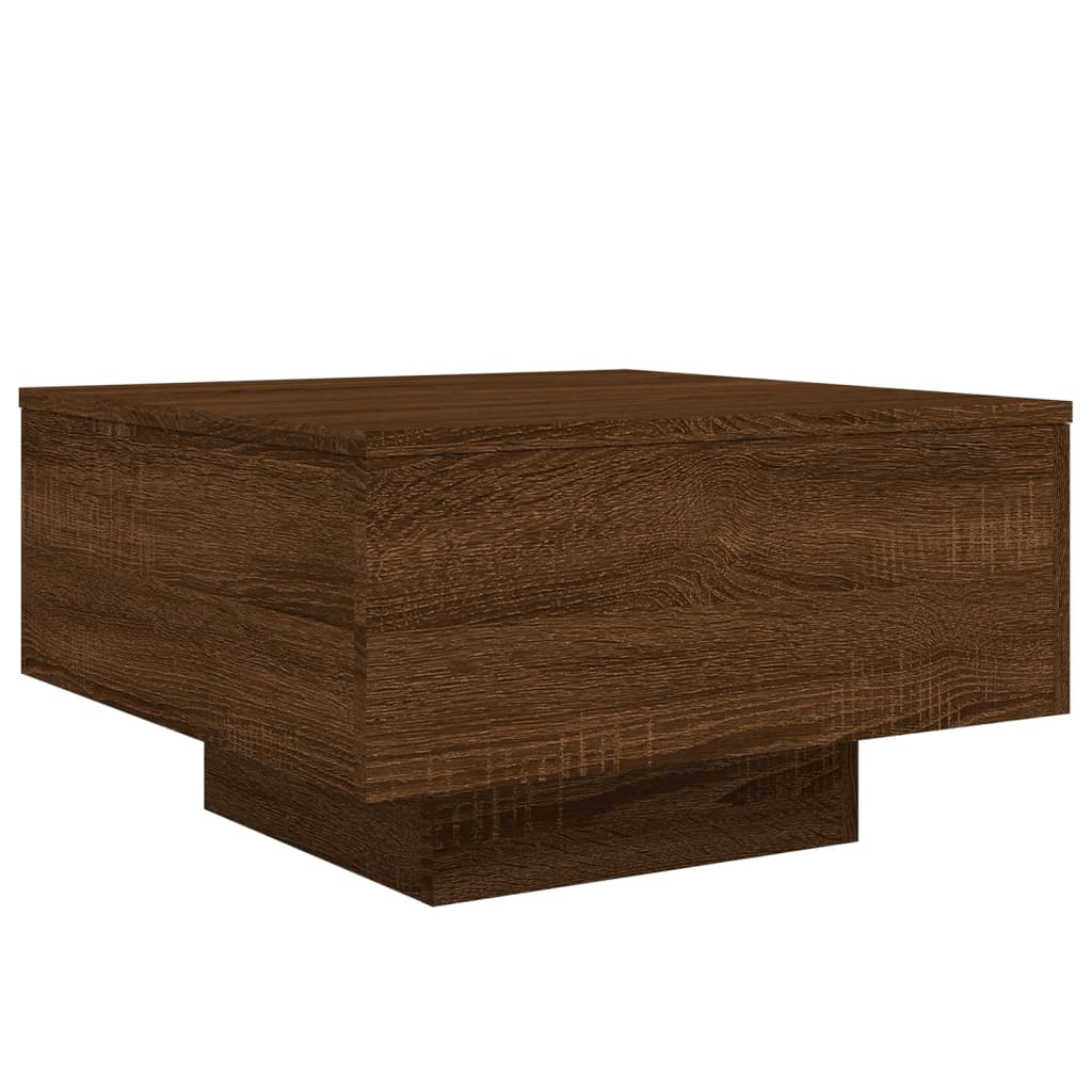 Stolić za kavu s LED svjetlima smeđi hrast 55x55x31cm