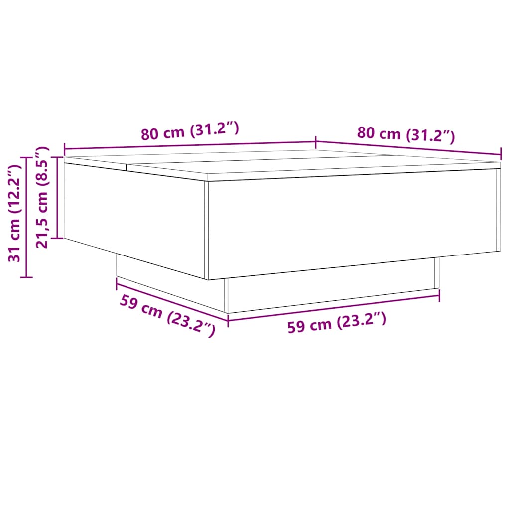 Stolić za kavu boja hrasta sonome 80x80x31cm konstruirano drvo