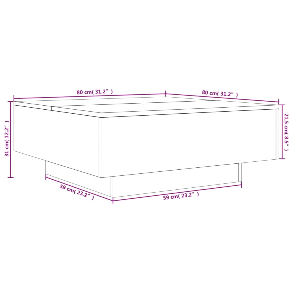 Stolić za kavu boja hrasta 80x80x31 cm od konstruiranog drva