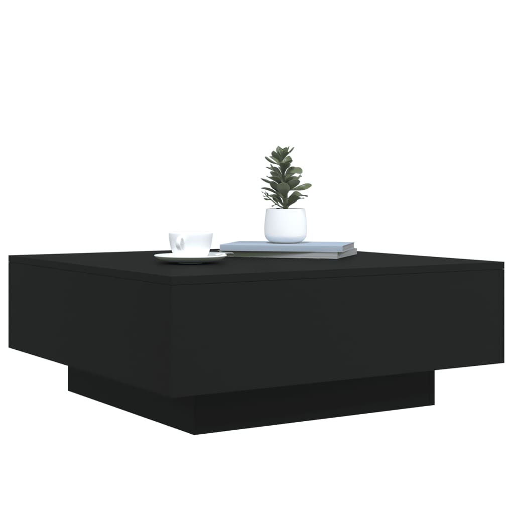 Stolić za kavu s LED svjetlima crni 80x80x31 cm