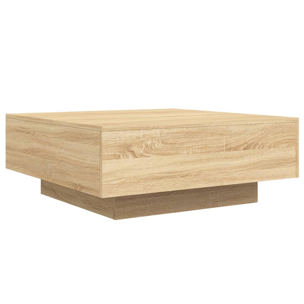 Stolić za kavu s LED svjetlima boja hrasta sonome 80x80x31 cm