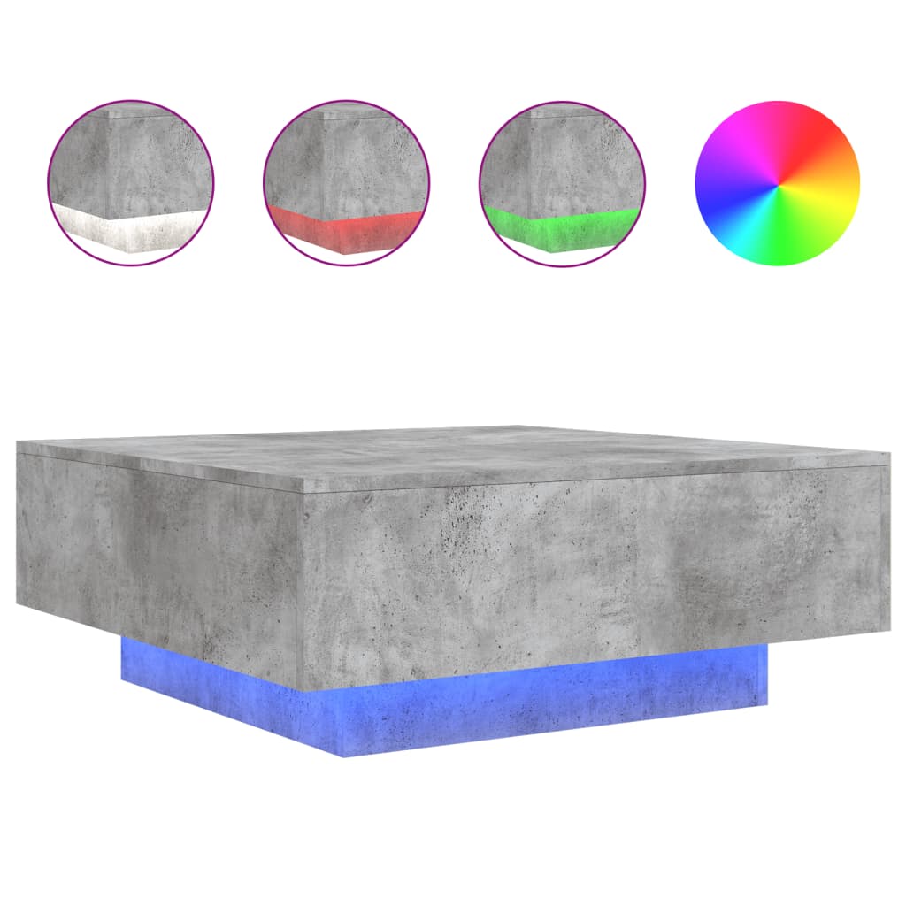 Stolić za kavu s LED svjetlima sivi boja betona 80x80x31 cm