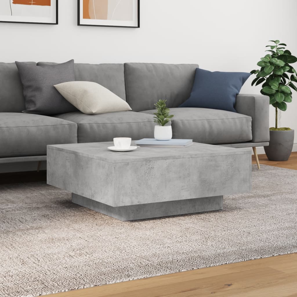 Stolić za kavu s LED svjetlima sivi boja betona 80x80x31 cm