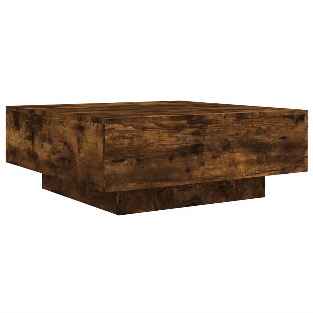 Stolić za kavu s LED svjetlima boja dimljenog hrasta 80x80x31cm
