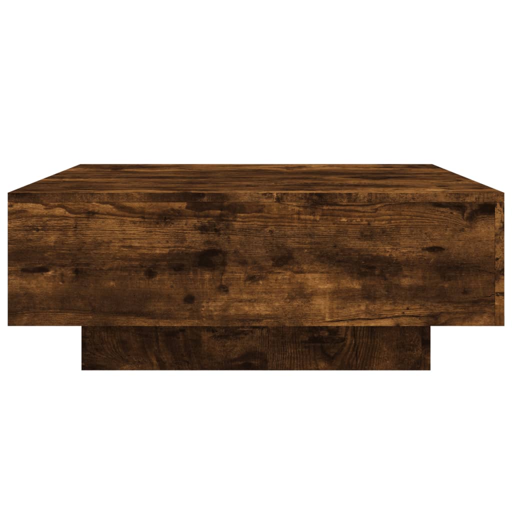 Stolić za kavu s LED svjetlima boja dimljenog hrasta 80x80x31cm