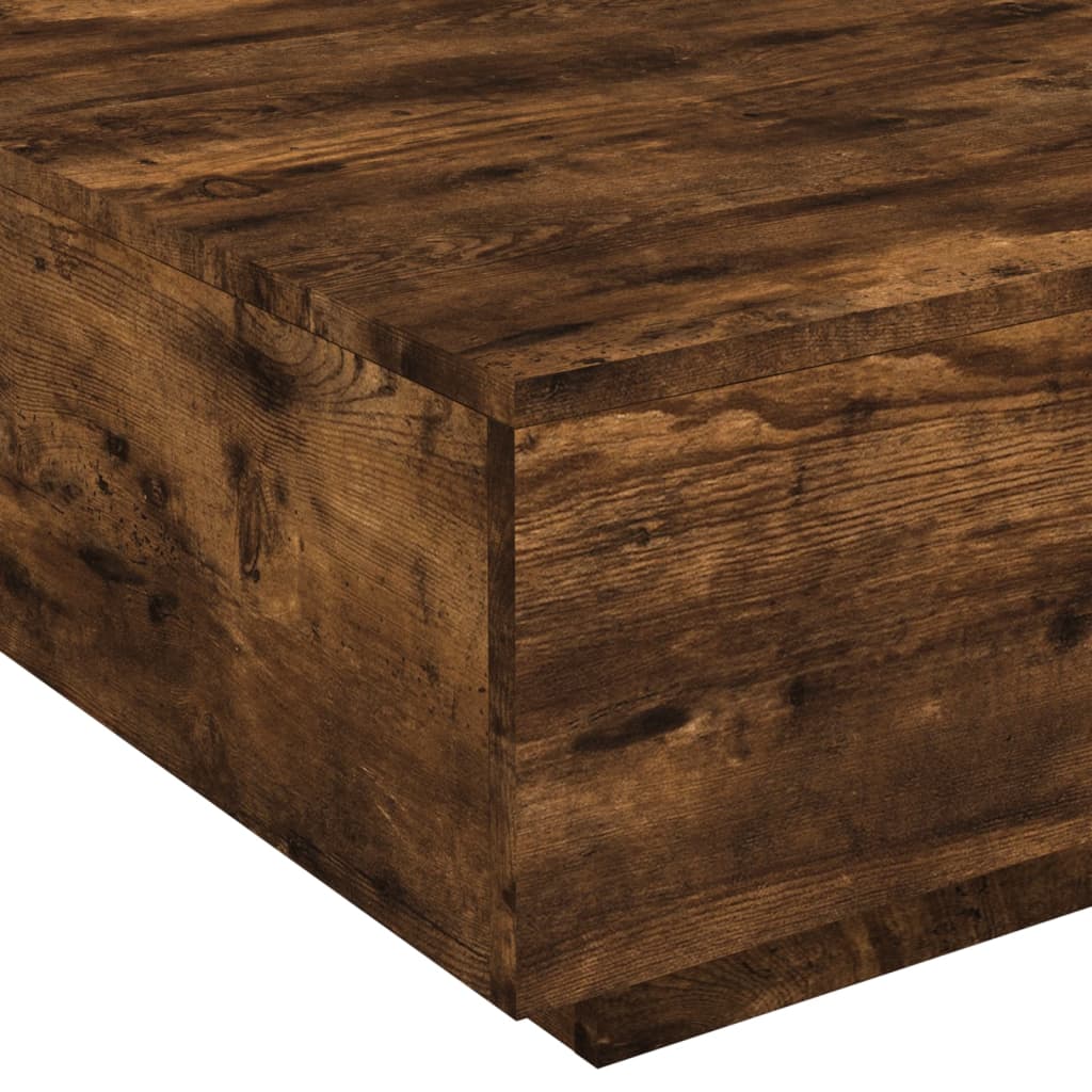 Stolić za kavu s LED svjetlima boja dimljenog hrasta 80x80x31cm