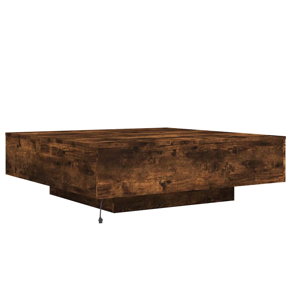 Stolić za kavu s LED svjetlima boja hrasta 100x100x31 cm