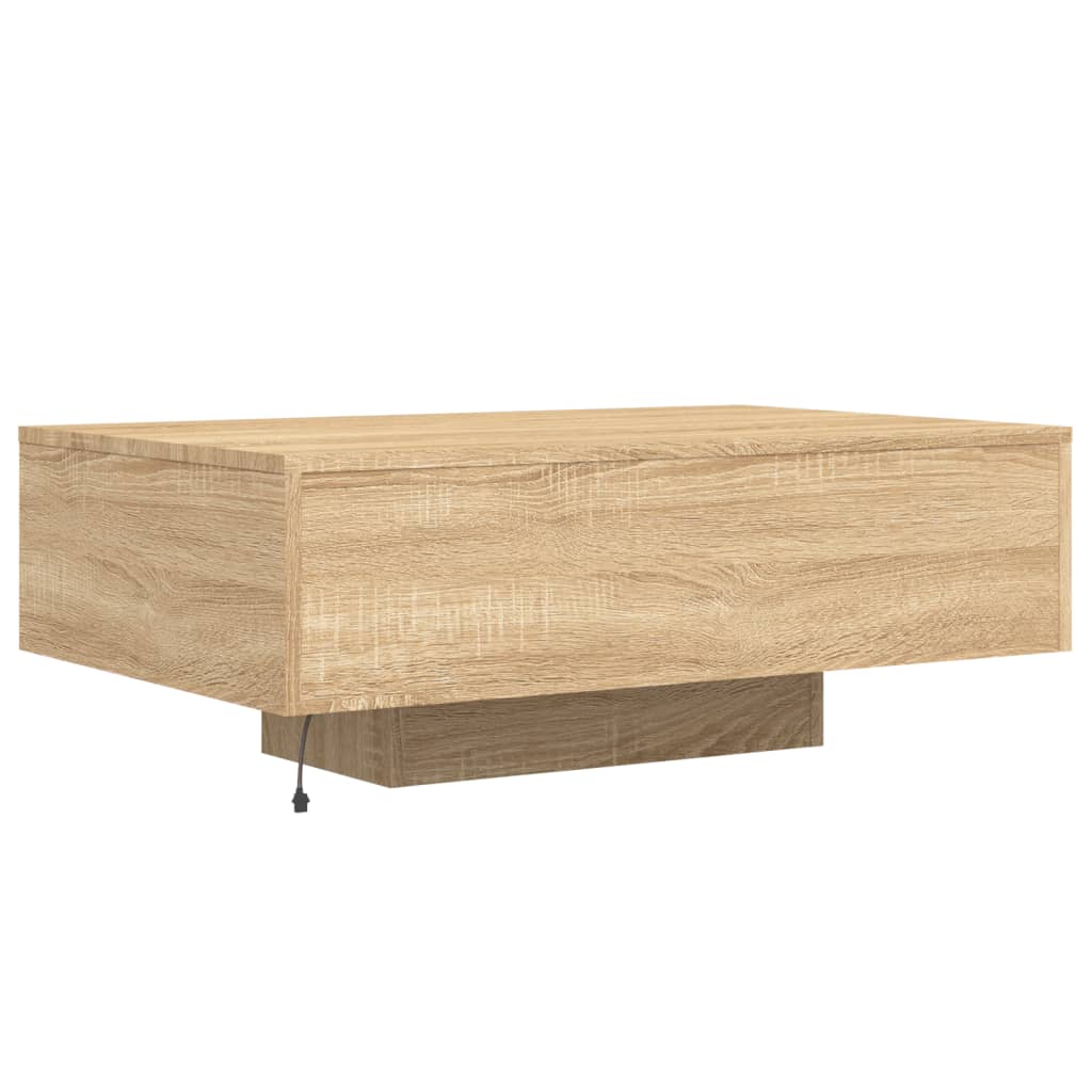 Stolić za kavu s LED svjetlima boja hrasta sonome 85x55x31 cm