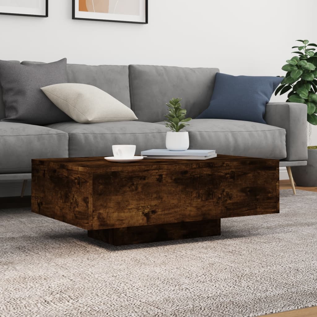 Stolić za kavu s LED svjetlima boja dimljenog hrasta 85x55x31cm