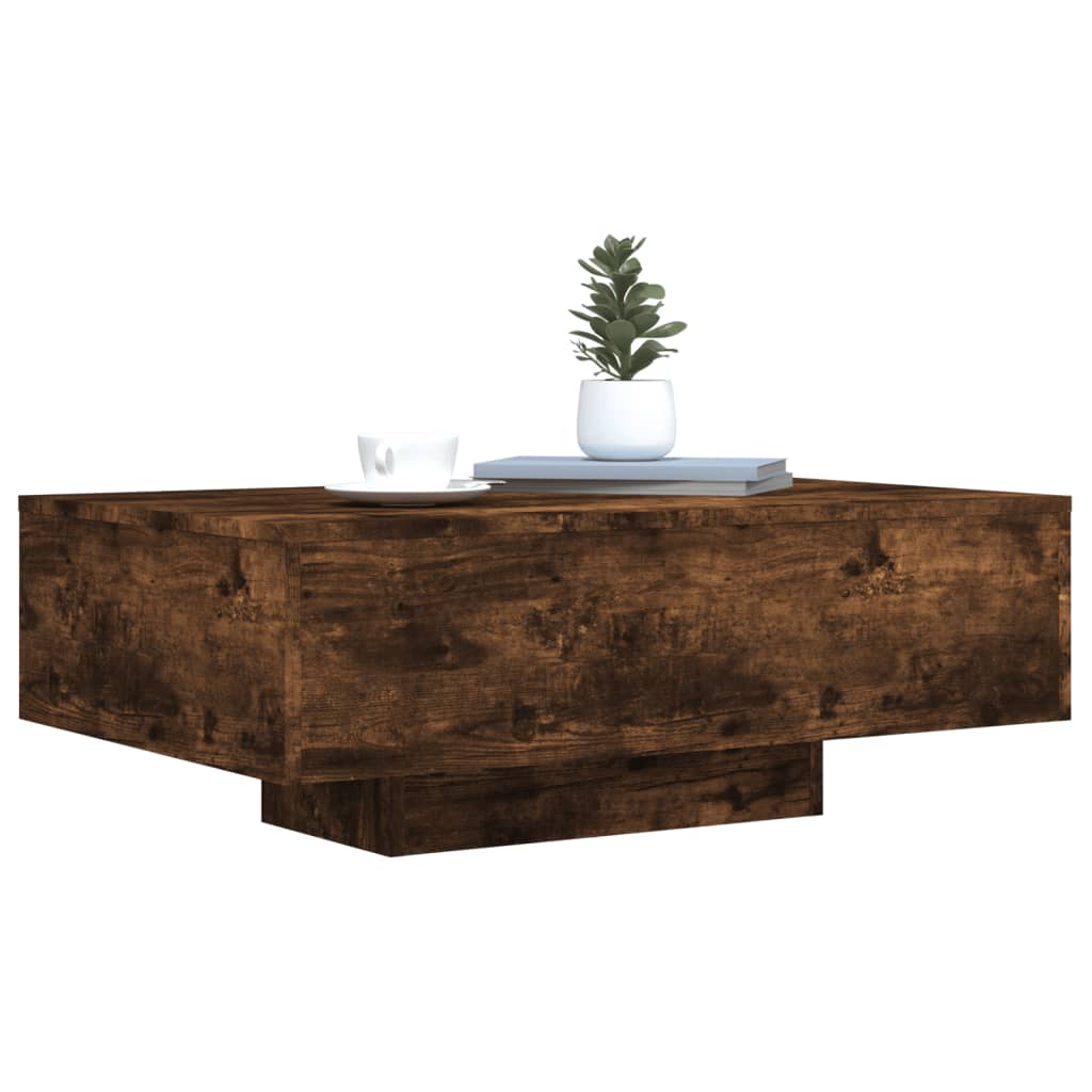 Stolić za kavu s LED svjetlima boja dimljenog hrasta 85x55x31cm