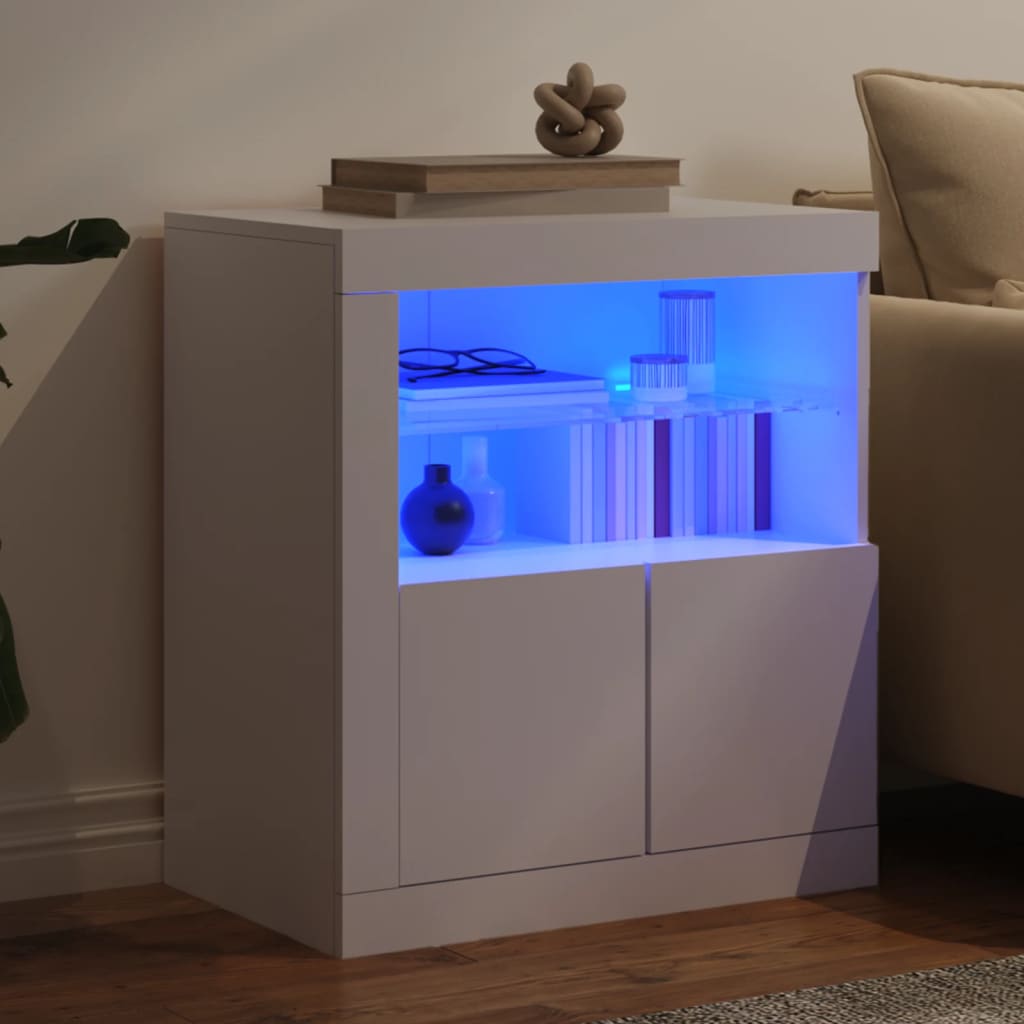 Komoda s LED svjetlima bijela 60,5 x 37 x 67 cm