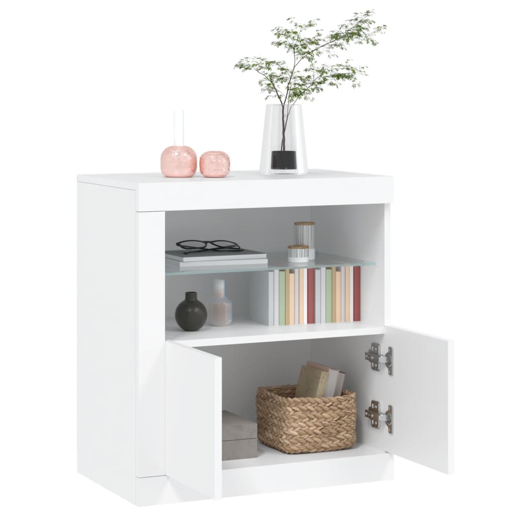 Komoda s LED svjetlima bijela 60,5 x 37 x 67 cm
