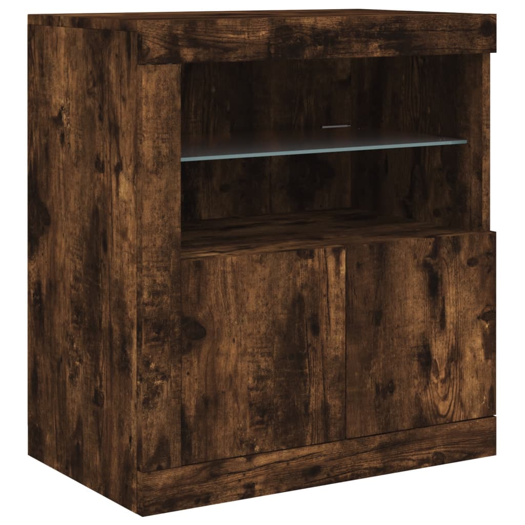Komoda s LED svjetlima boja dimljenog hrasta 60,5x37x67 cm