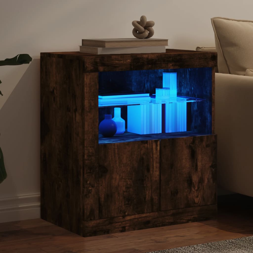 Komoda s LED svjetlima boja dimljenog hrasta 60,5x37x67 cm