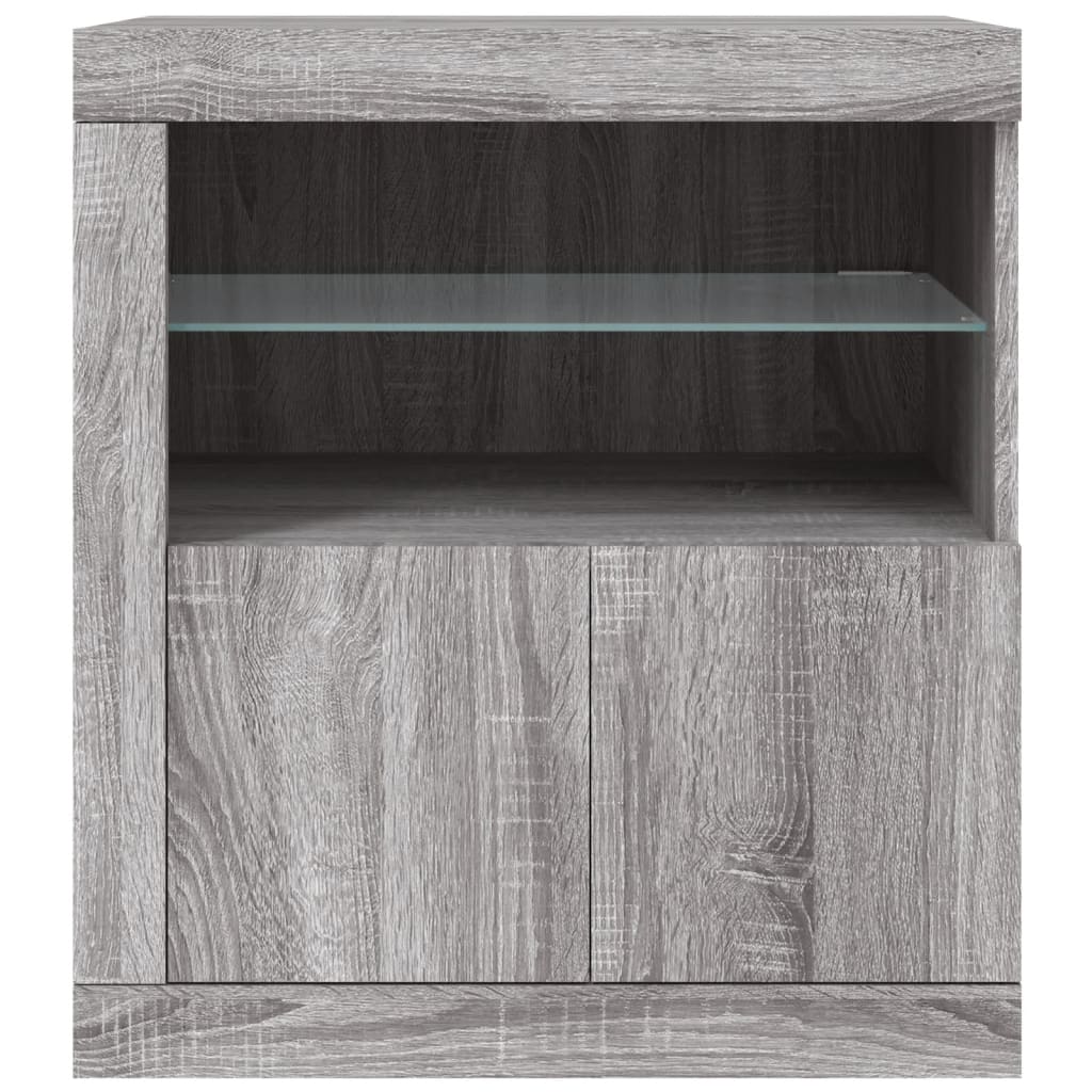 Komoda s LED svjetlima boja sivog hrasta 60,5x37x67 cm