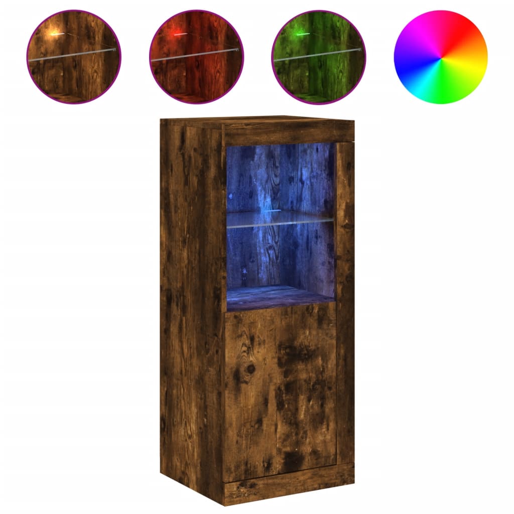 Komoda s LED svjetlima boja dimljenog hrasta 41x37x100 cm