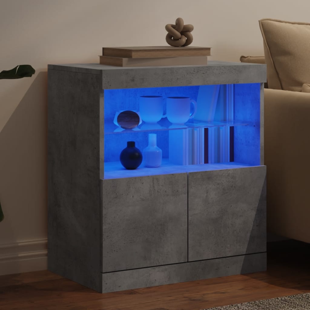 Komoda s LED svjetlima siva boja betona 60x37x67 cm