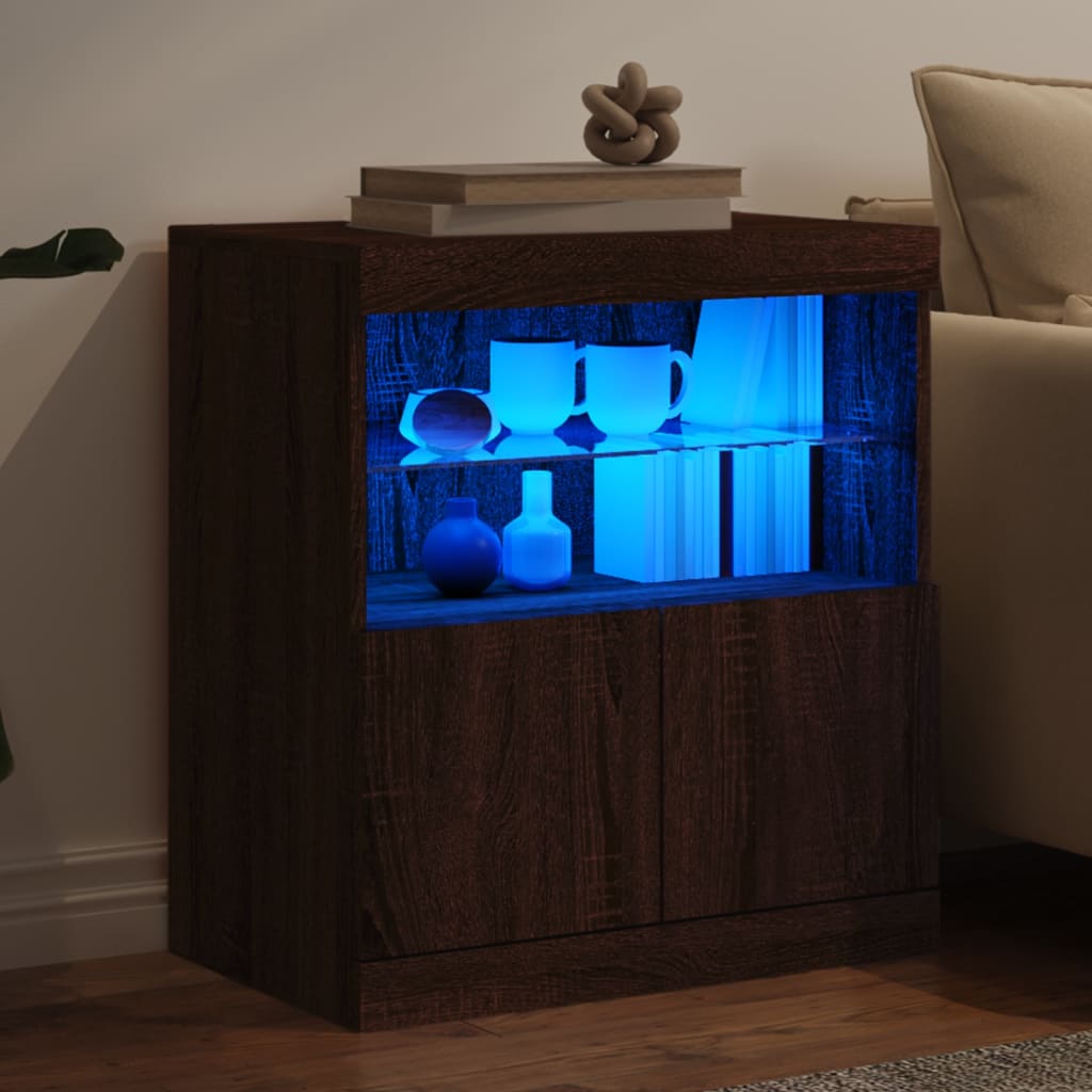 Komoda s LED svjetlima smeđa boja hrasta 60x37x67 cm