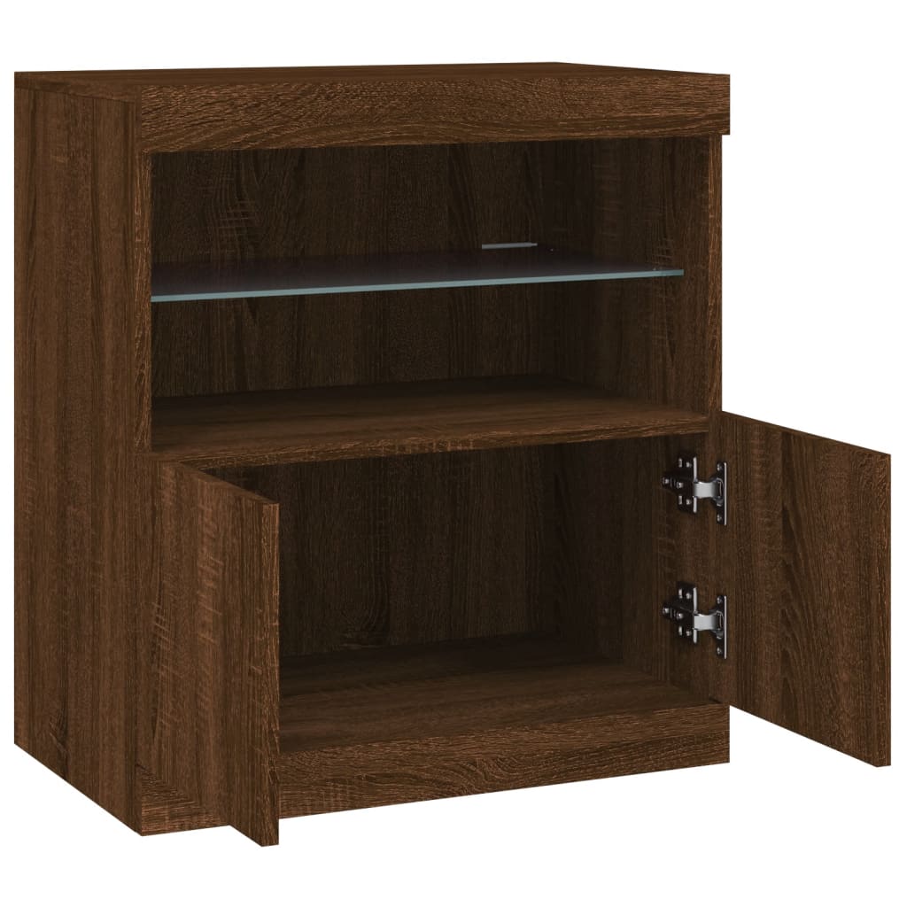 Komoda s LED svjetlima smeđa boja hrasta 60x37x67 cm