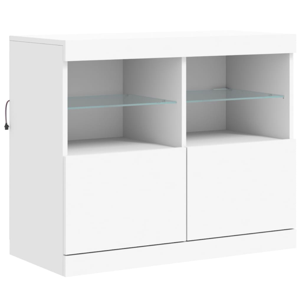 Komoda s LED svjetlima bijela 81x37x67 cm