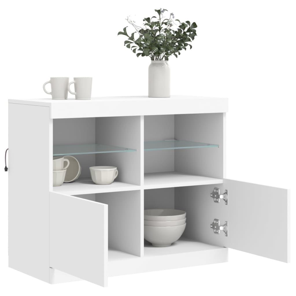 Komoda s LED svjetlima bijela 81x37x67 cm